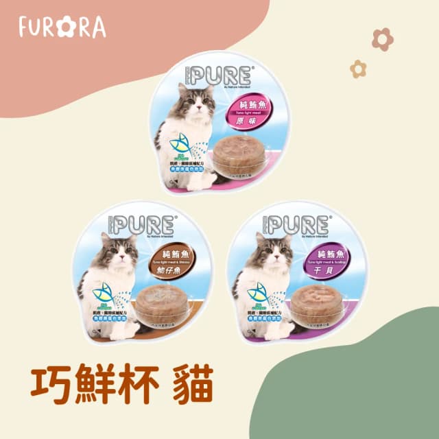 PURE 巧鮮杯 貓餐盒80g 豐富肉凍新鮮肉絲 輕巧 新鮮 營養低卡 飼料